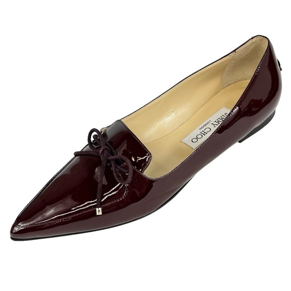Jimmy Choo Genna Pointed Toe Flats Women’s 38.5 US 8 in Bordeaux New with Box - Picture 2 of 11